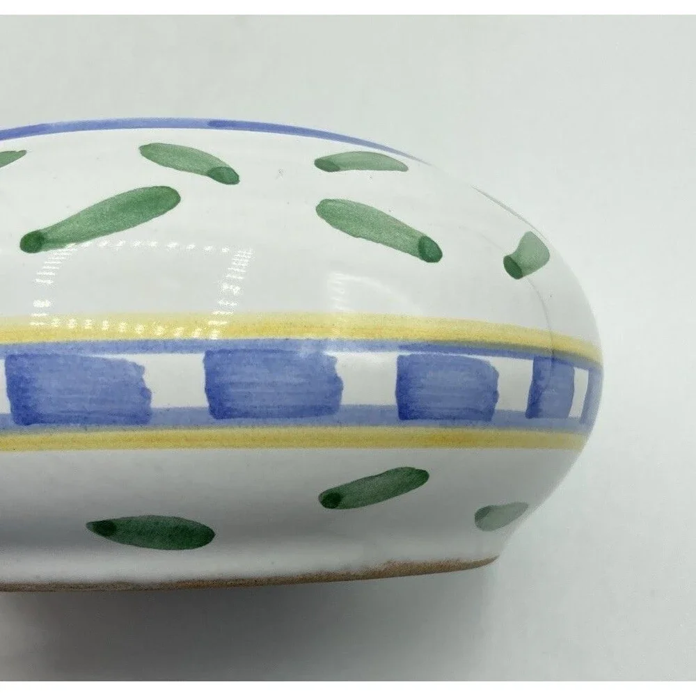 Vtg Williams Sonoma Tournesol Italy Handpainted Sugar Bowl with Lid Blue White